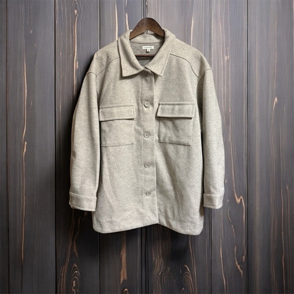 Max Studio Light Gray Shirt Jacket - Picture 1 of 4